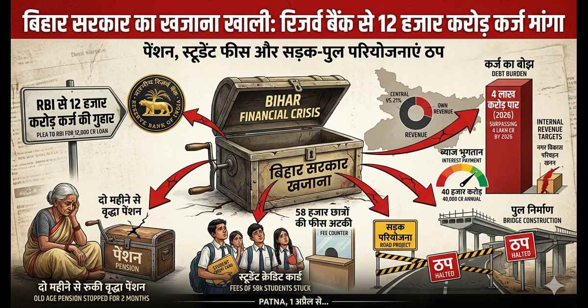 बिहार सरकार का खजाना खाली: वृद्धा पेंशन, स्टूडेंट क्रेडिट कार्ड, पुल-सड़क के लिए रिजर्व बैंक से मोटा कर्ज मांगा