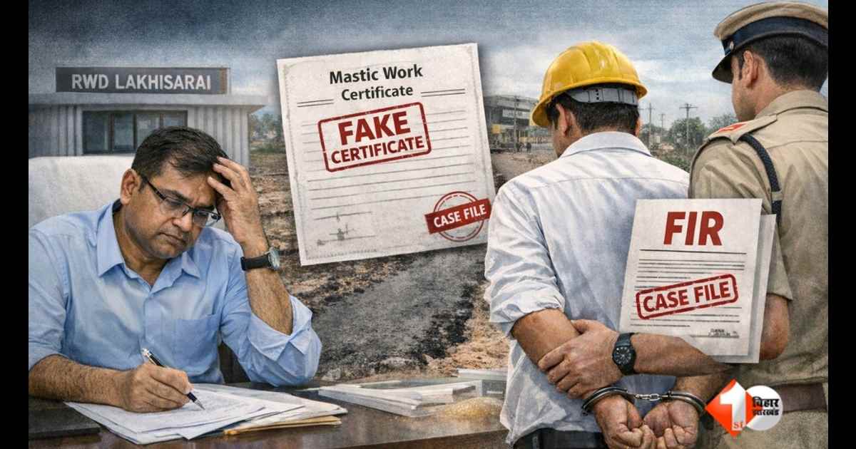 Bihar News, Lakhisarai RWD Engineer, फर्जी वर्क सर्टिफिकेट, Mastik Work Certificate Fraud, ग्रामीण कार्य विभाग लखीसराय, Executive Engineer Ashutosh Kumar, RCD Department Bihar, ठेकेदार पर केस, बिहार इ