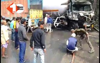 कोडरमा में बड़ा हादसा, गैस टैंकर और ट्रक की सीधी टक्कर, 4 लोग गंभीर रूप से घायल