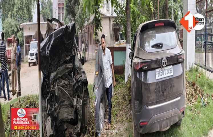 हाइवा ट्रक में कार ने मारी टक्कर : दो युवकों की मौत ; दो अन्य की हालत गंभीर 