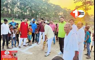 लोकसभा चुनाव के बीच क्रिकेट की पिच पर दिखे आनंद मोहन, बल्ला घूमाकर पहली ही गेंद पर लगाया चौका