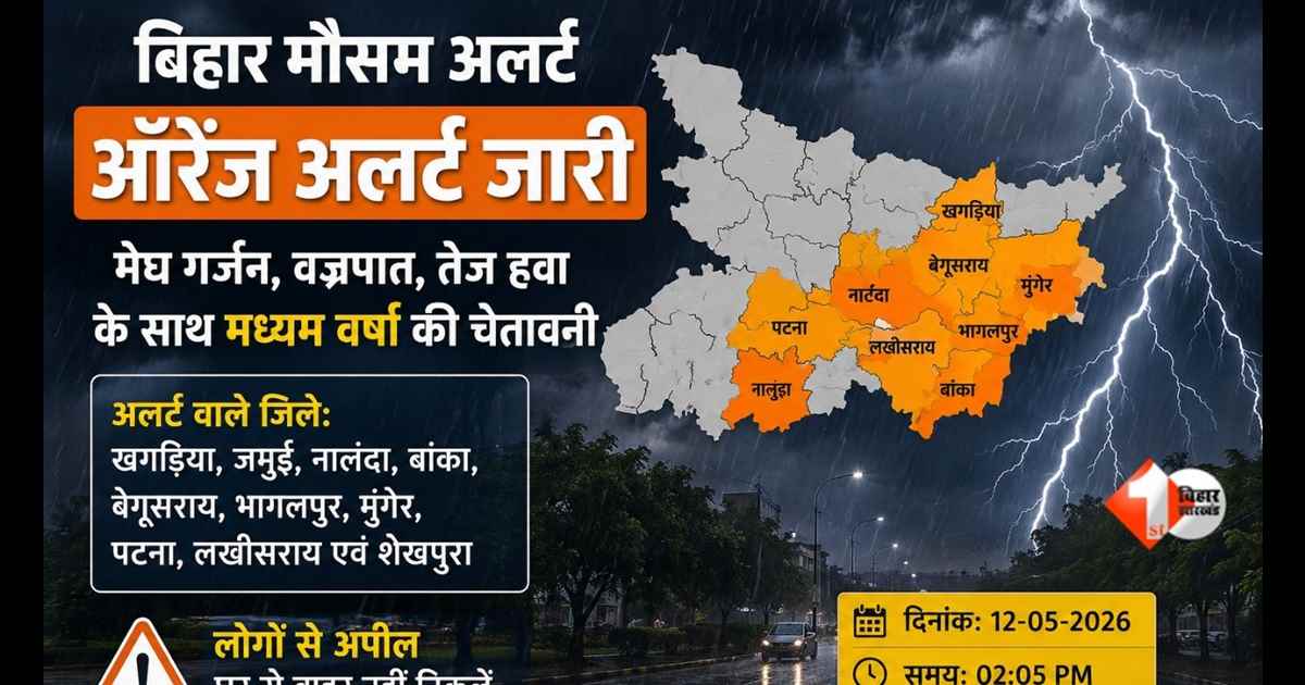 Bihar Weather Alert, Bihar Orange Alert, Bihar Rain News, बिहार मौसम समाचार, वज्रपात चेतावनी, पटना मौसम, नालंदा बारिश, बिहार आपदा प्रबंधन विभाग, Thunderstorm Alert Bihar, Bihar IMD Alert