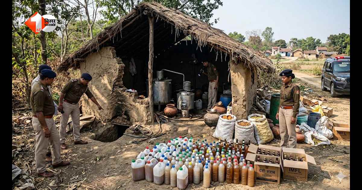 बिहार में अवैध शराब कारोबार पर पुलिस का बड़ा एक्शन, मिनी फैक्ट्री का भंडाफोड़, 255 लीटर विदेशी शराब जब्त