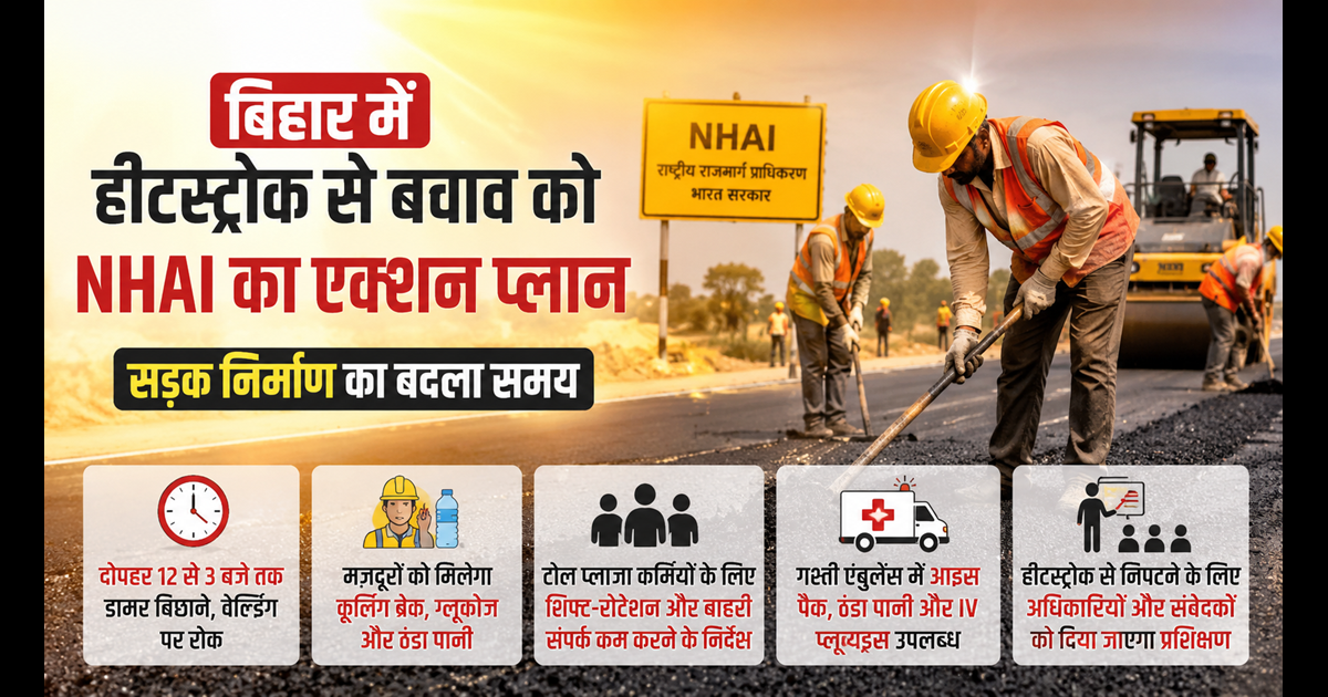Bihar Heatwave News : बिहार में हीटस्ट्रोक से बचाव के लिए NHAI का बड़ा कदम, बदला सड़क निर्माण का समय