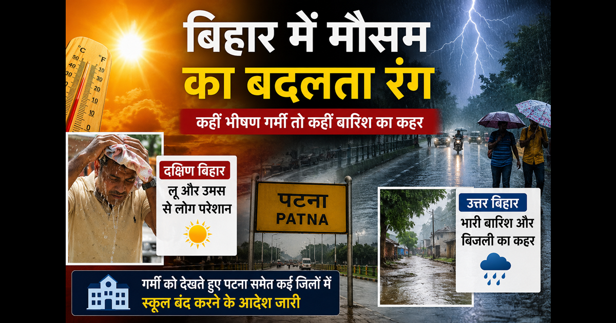 Bihar Weather Update : बिहार में मौसम का दोहरा असर: कहीं बारिश-आंधी का अलर्ट, तो कहीं लू का कहर, कई जिलों में ऑरेंज और येलो चेतावनी जारी
