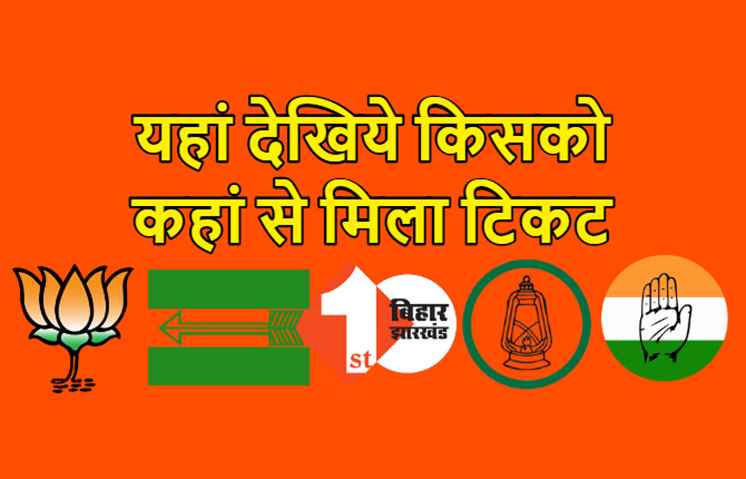 चुनाव में इन प्रत्याशियों को मिला टिकट, यहां देखिये BJP, JDU, RJD और कांग्रेस उम्मीदवारों की पूरी लिस्ट