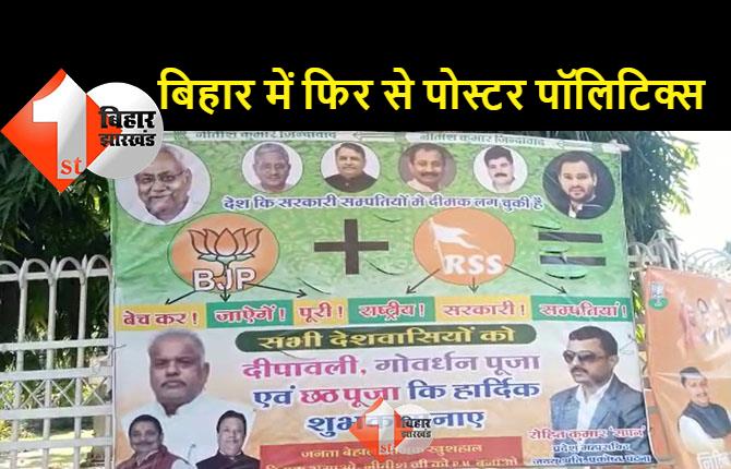 JDU ने पोस्टर जारी कर बताया BJP और RSS का फुल फॉर्म, सरकारी संपत्ति बेचने का लगाया आरोप