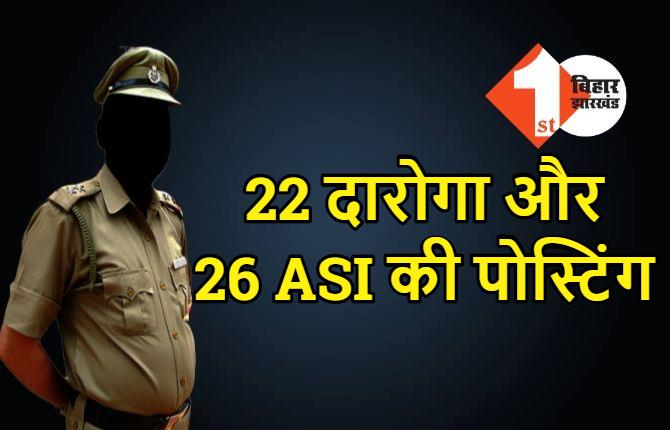 22 दारोगा और 26 ASI की नई पोस्टिंग, विभिन्न थानों में तैनात 15 सब-इंस्पेक्टर और 4 जमादार भेजे गए पुलिस लाइन