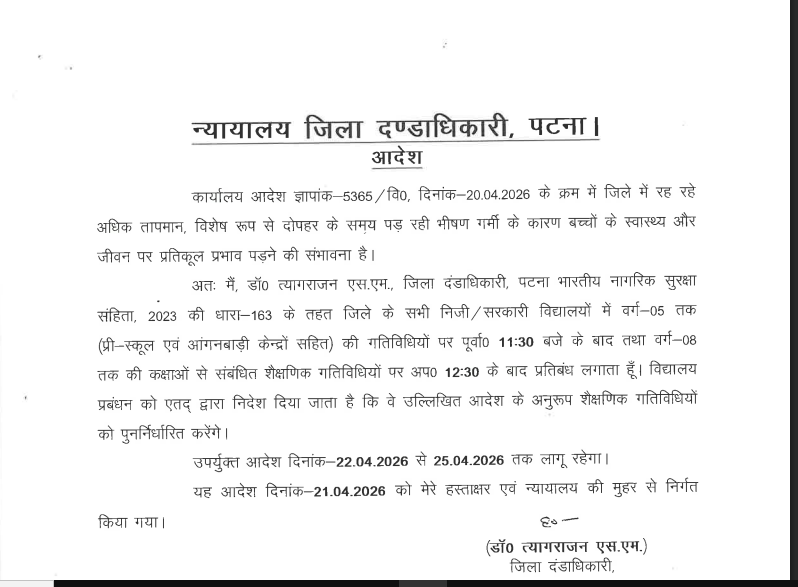 पटना में हीटवेव का असर: क्लास 8 तक के स्कूलों का भी समय बदला, अब इतने बजे तक ही चलेंगी कक्षाएं