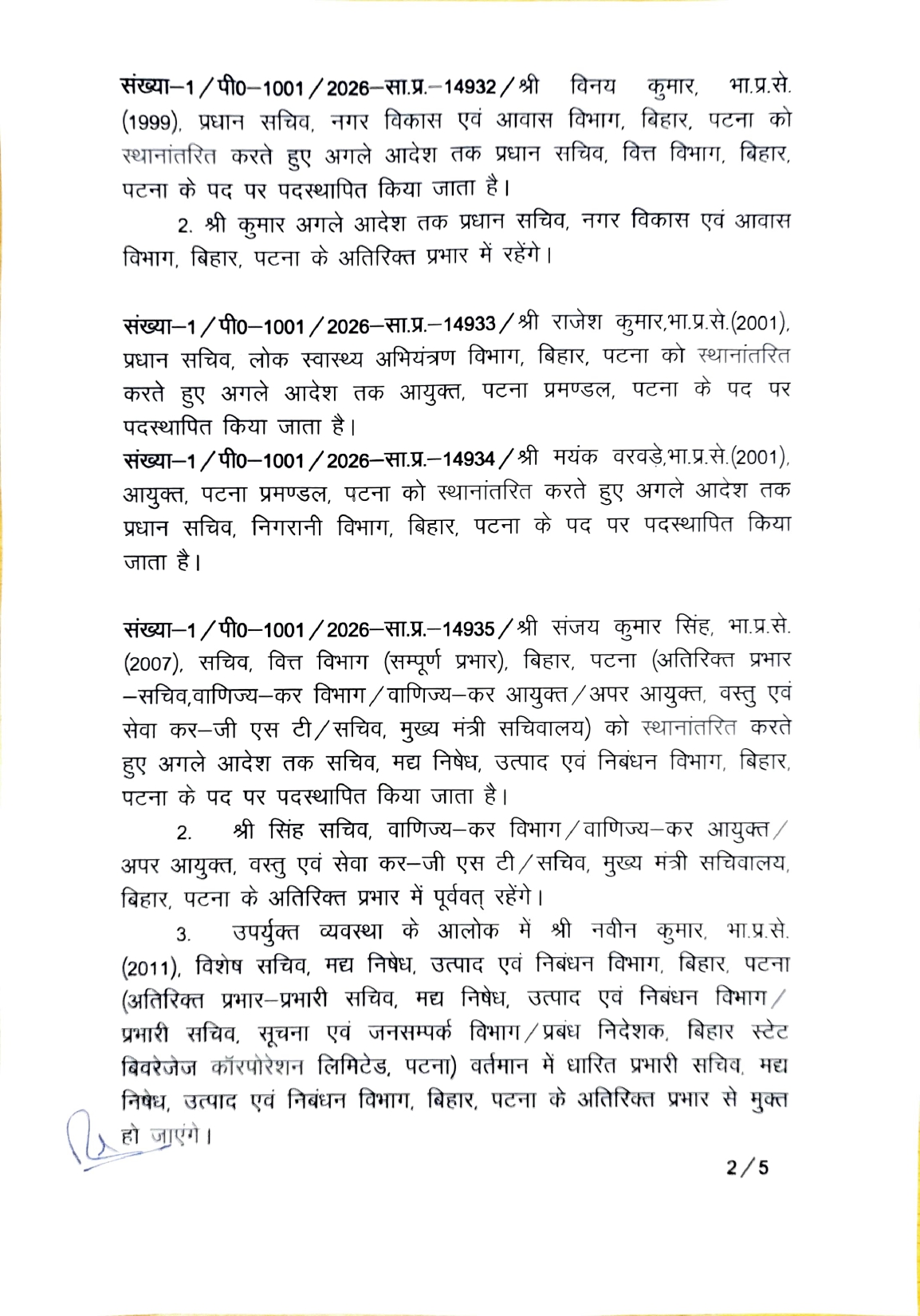बिहार में एक दर्जन से अधिक सीनियर IAS अधिकारियों का तबादला, सरकार ने जारी किया आदेश; पूरी लिस्ट देखिए..