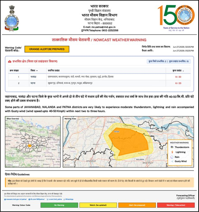 मौसम का बदला मिजाज: मुजफ्फरपुर-सुपौल-नालंदा समेत 5 जिलों में झमाझम बारिश, 24 घंटे में एक्टिव होगा मानसून