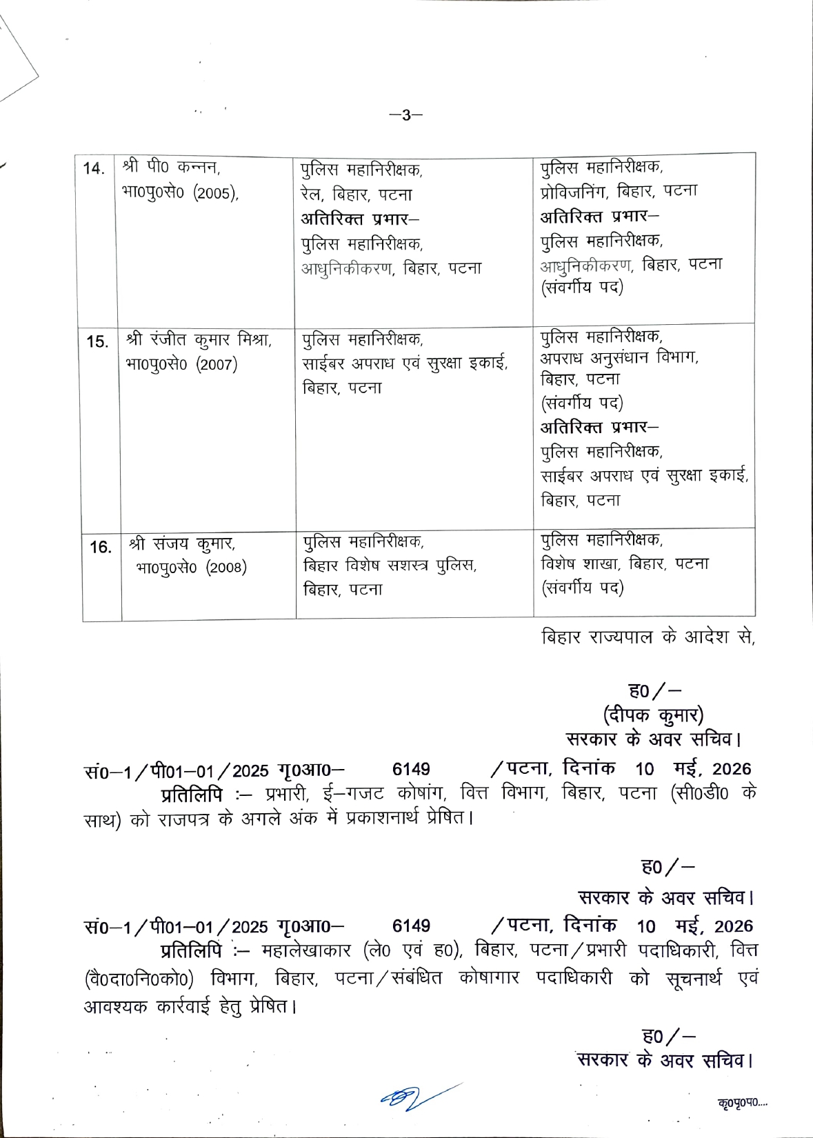 IPS Transfer in Bihar: बिहार में 16 सीनियर IPS अधिकारियों का तबादला, पूरी लिस्ट यहां देखिए..